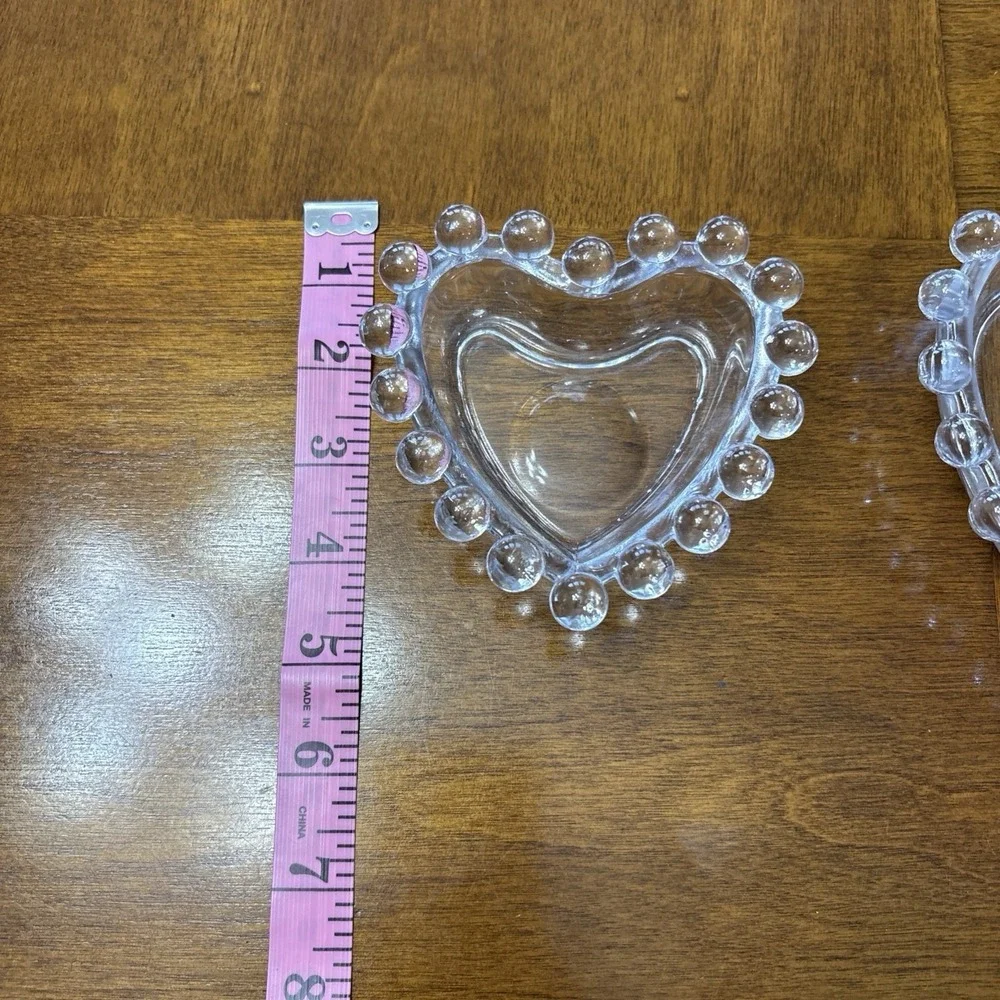 Vintage Imperial Candlewick Heart‎ Shaped Set of 2 Nesting Dishes